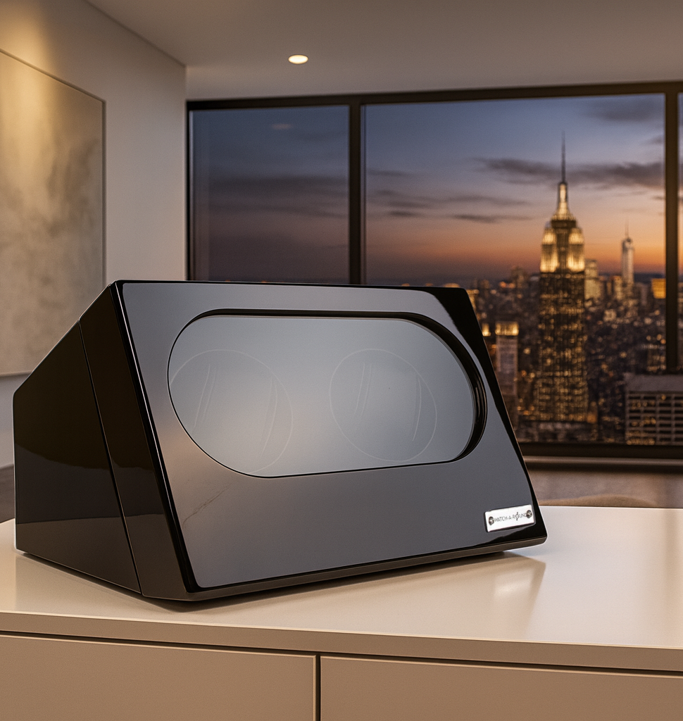 High-Gloss Piano Black Dual Watch Winder.