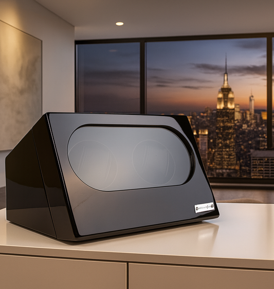 High-Gloss Piano Black Dual Watch Winder.