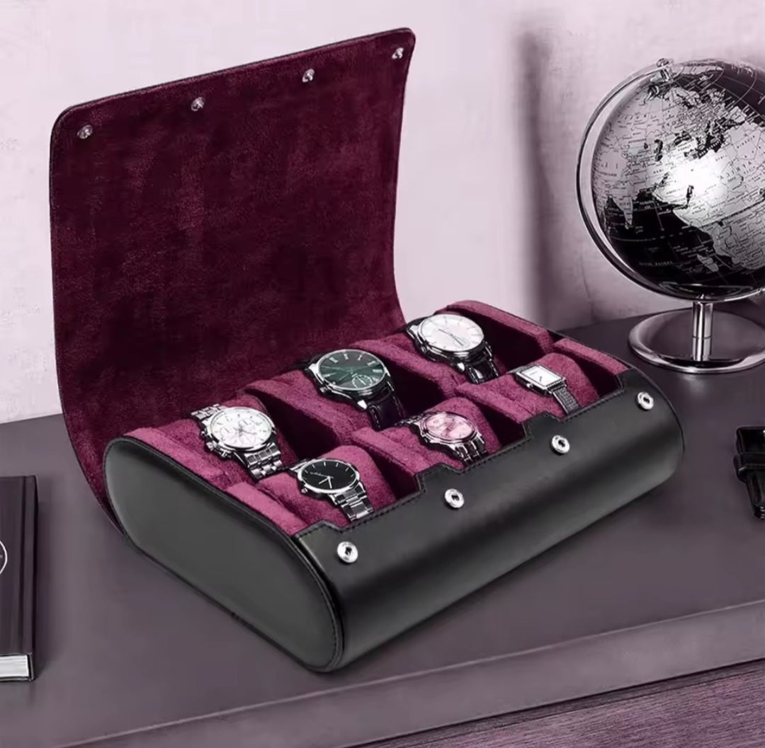 Luxury Watch Travel Case – 6 Slot Watch Organizer